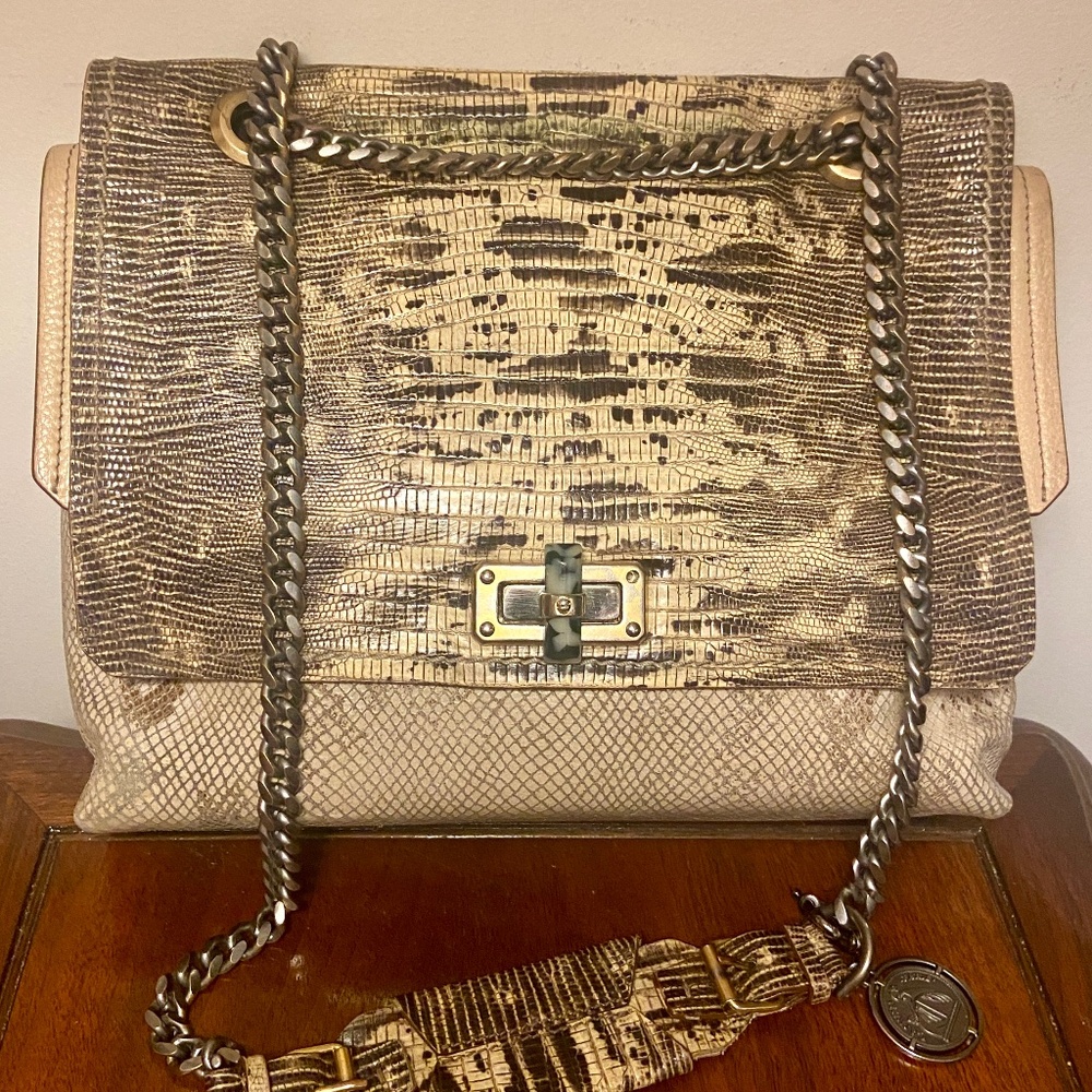 Lanvin Happy Bag Snakeskin and Lizzard Embossed Leather Flap Crossbody bag